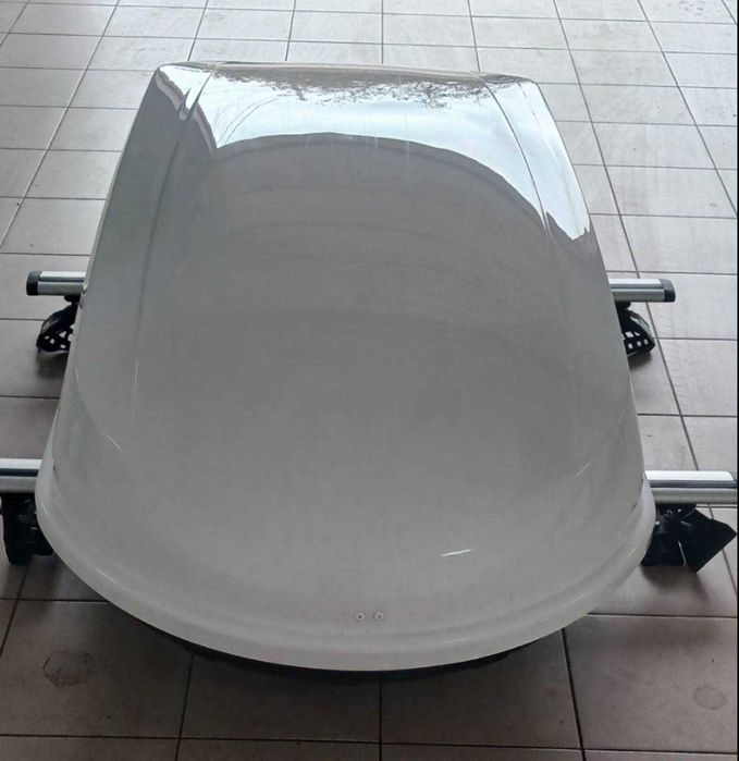 Автобокс Amos(Польща) 400 л + алюмінієві поперечини  (на плоский дах)