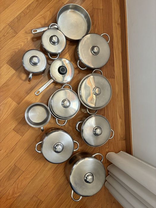 Conjunto de 11 panelas de inox