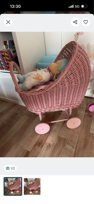 Wózek wiklinowy dla lalki pchacz