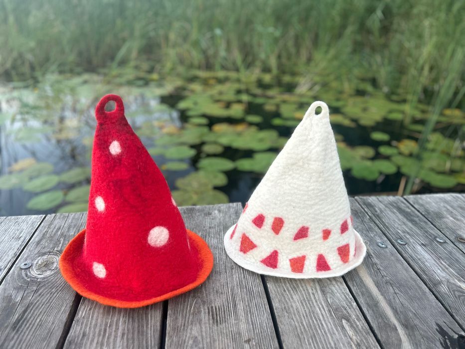 czapka do sauny Stożkokropek, ręcznie filcowana, 100% wełna z merino