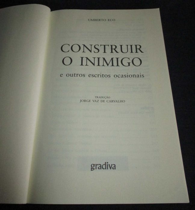 Livro Construir o Inimigo e outros escritos ocasionais Umberto Eco
