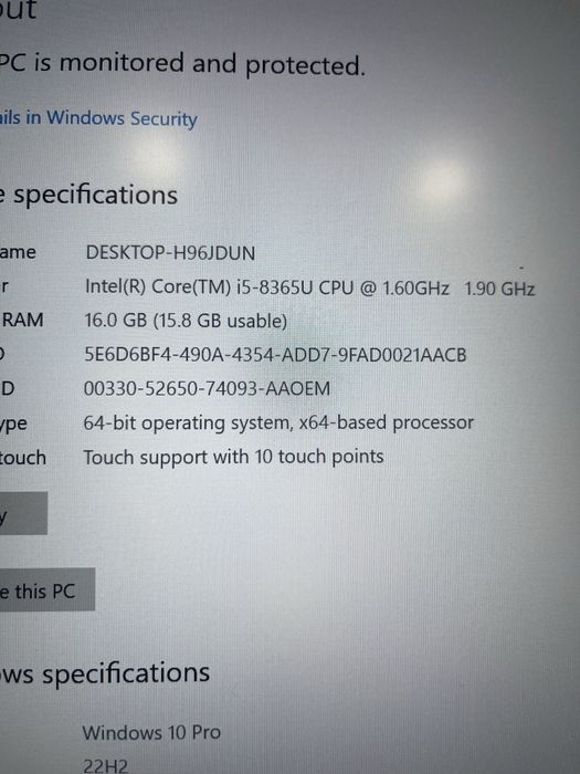 Lenovo ThinkPad T490s i5-16GB Touchscreen