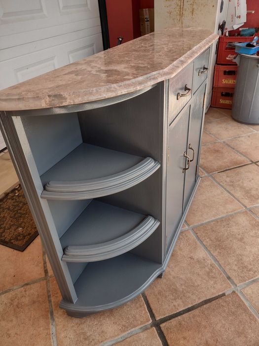 Móvel entrada / de corredor e apoio restaurado com pedra mármore