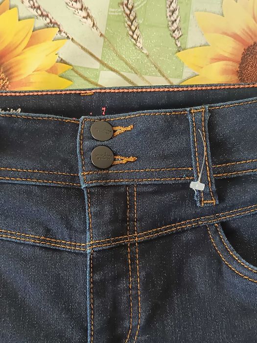 р 14/ євро 42 / 48-50 сині джинси штани стрейчеві вузькі скіні довгі