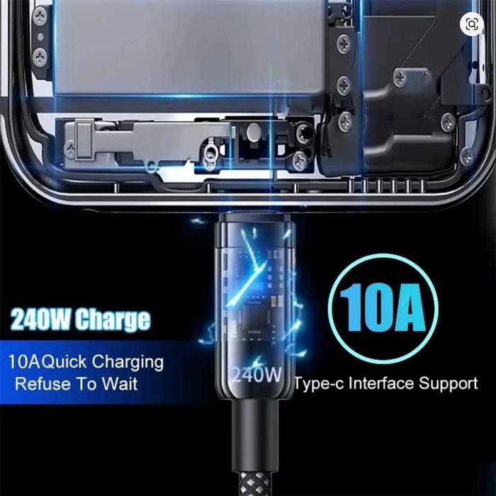 Кабель 240W 150W 100W USB-C PD Super Fast Charg з LED-дисплеєм (Nylon)
