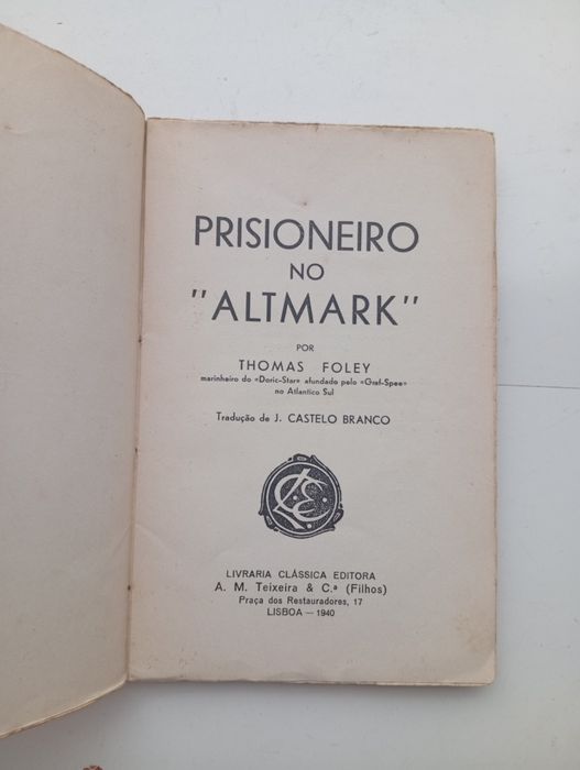 livro "Prisioneiro no Altmark"