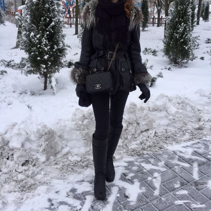 Жіноча зимова куртка з натуральної шкіри та хутра