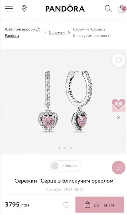 Сережки Pandora по супер ціні!