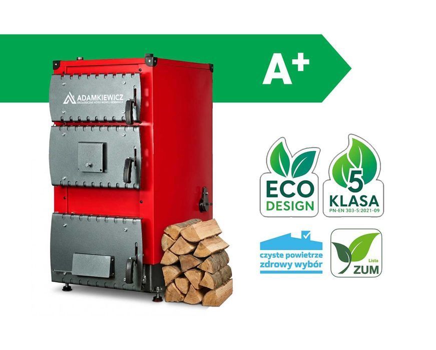 Kocioł piec na drewno zgazowujący EKO UKS PLUS 2 węgiel DOTACJA 8 kW/13 kW/19 kW/25 kW duża komora załadunkowa ruszt żeliwny bez elektroniki