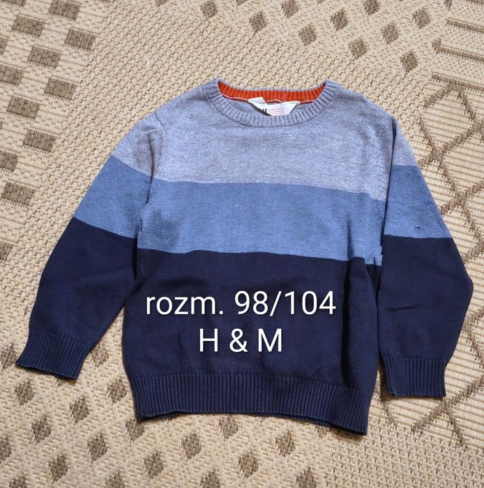 Sweterek w serek niebiesko granatowy H&M rozm.98/104