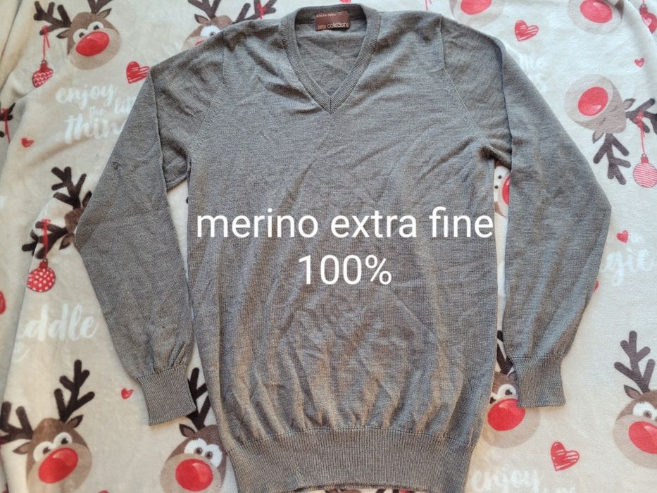 Sweter swetr r S M merino 100proc extra Fine termiczny wełna