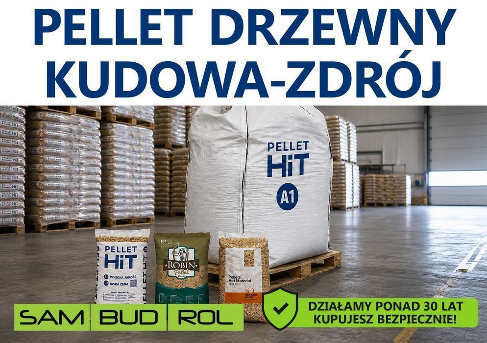 Pellet drzewny KUDOWA-ZDRÓJ, klasa A1 oraz A2, big bag i workowany, transport pod dom, bezpieczna płatność u kierowcy!