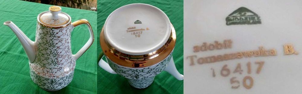 Serwisy Chodzież biało-złoty fason Roman marmurek 2 w 1