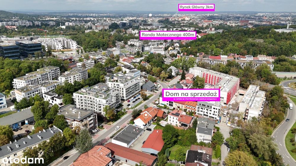 400 metrów od Ronda Matecznego, z ogródkiem