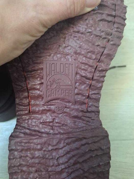 Бордовые кожаные туфли, броги, лоферы,  Camper, размер 38.