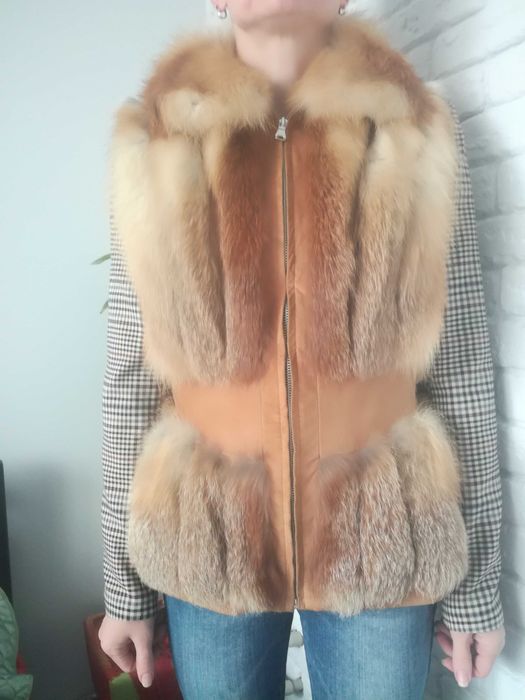 Хутровий жилет, замша, хутро лисиці + подарунок