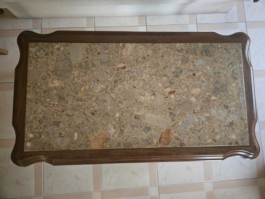 Mesa de centro madeira e mármore
