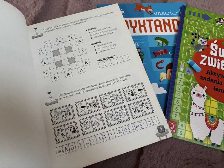 zestaw łamigłówki + dyktanda