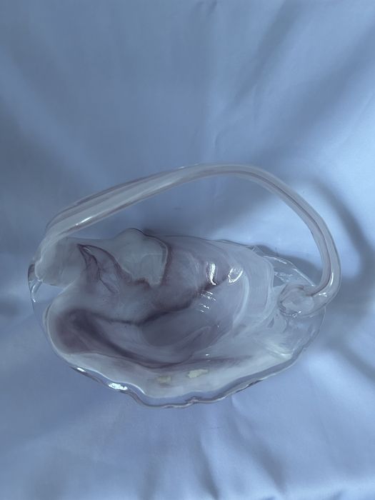 Szklany koszyczek różowo biały nr.8233