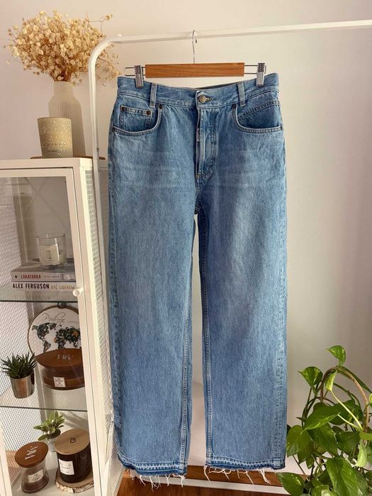 Jeansy BALL postrzępionym dołem a'la vintage 100% cotton high waist 29/32 Baserena jeans