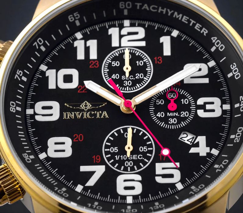 Чоловічий наручний годинник Invicta 3330 I-Force Chronograph Black Leather 46 mm. 100 MT
