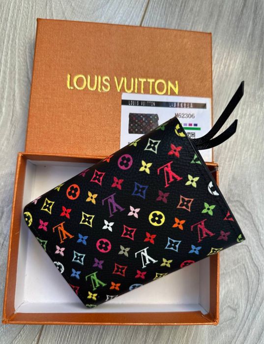 Женский чорный кожаный кошелек Louis Vuitton Луи Виттон