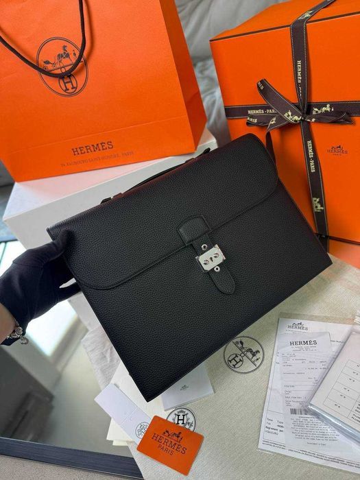 Кожаный портфель Hermes Depeches Briefcase офисная сумка портфель c927