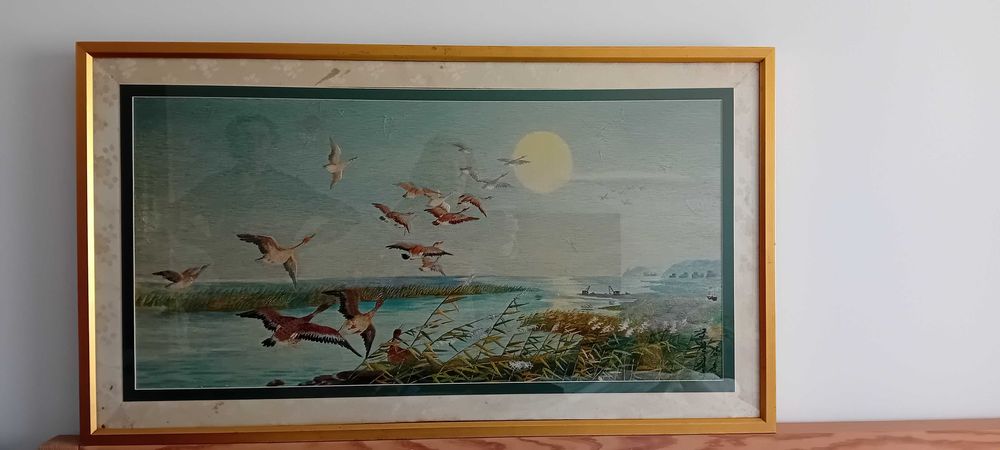 Tapeçaria bordado sobre seda com moldura vintage!