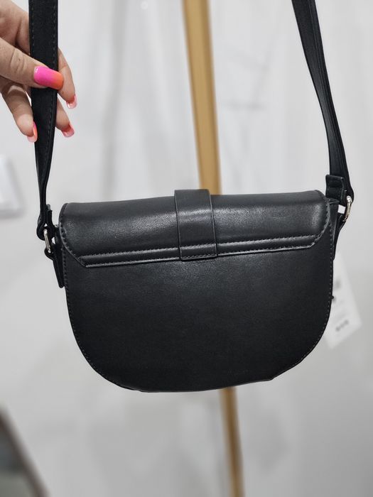 Nowa czarna torebka listonosza Puccini ze skóry ekologicznej