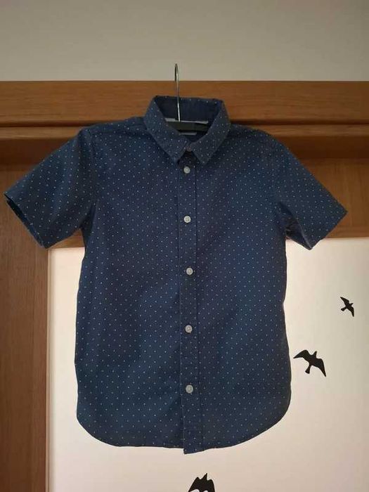 Camisa azul manga curta 5-6 anos H&M