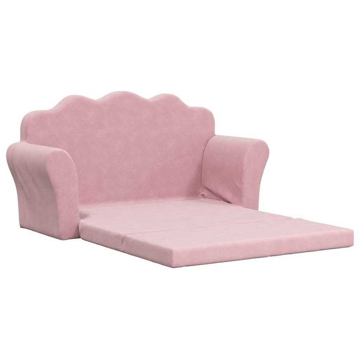 Mini sofá-cama rosa em pelúcia para crianças