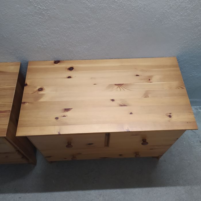 Zestaw, 2 x komoda drewniana 3 szuflady, sosna