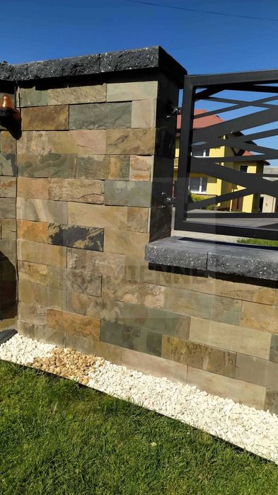 Płytki Łupek California Gold naturalny podłoga ściana elewacja kominek