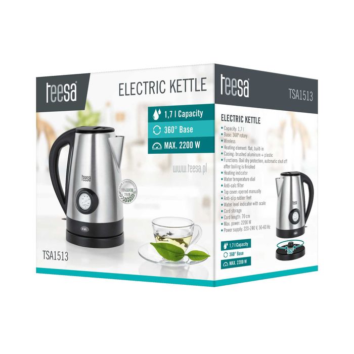 Czajnik elektryczny z wskaźnikiem temperatury wody TEESA 2200W 1,7L