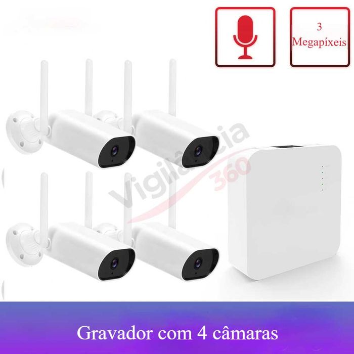 Kit Videovigilância 4 Câmaras + NVR WiFi 3MP FullHD Exterior