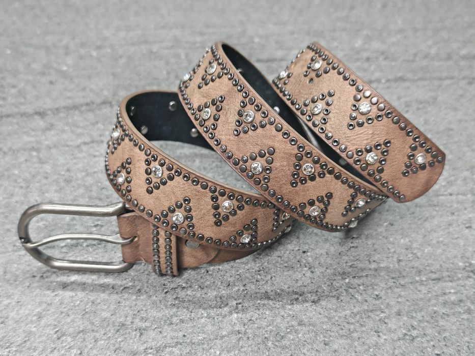3 x pasek dżety ćwieki nity kryształki styl vintage