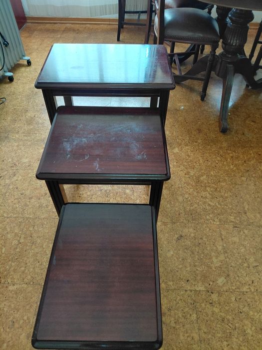 Conjunto 3 mesas apoio madeira