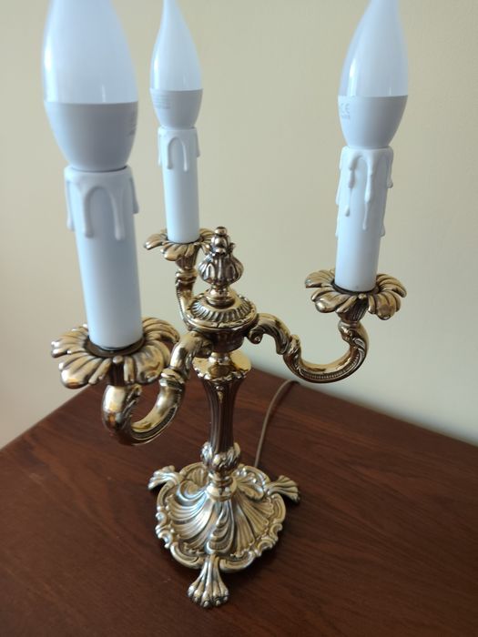 Mosiężna Lampa Vintage. Trzy ramienny  Kandelabr.