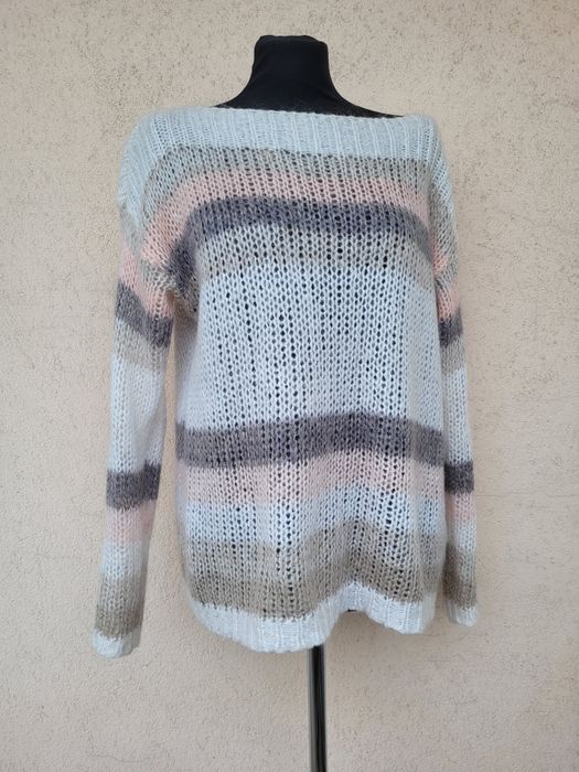 Sweterek sweter wełna moher mgiełka oversize naturalny skład rozm. M L 38 40