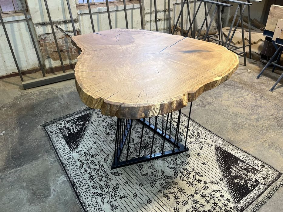 Okrągły stół dębowy 140 cm | naturalne drewno | loft
