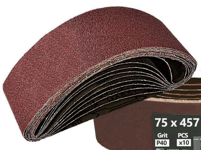 10x Pas bezkońcowy Taśma Papier ścierny do szlifierki taśm 75x457 P40