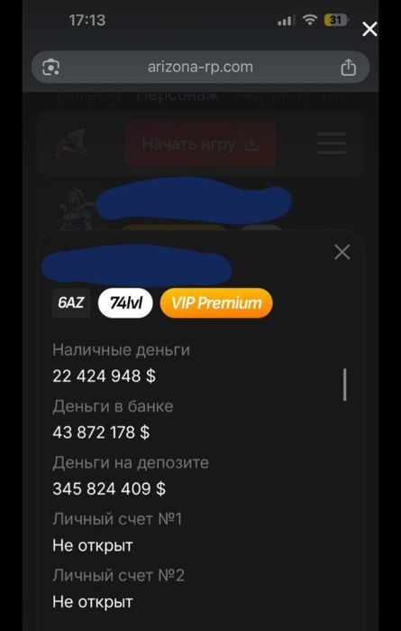 Жирный аккаунт ArizonaRP