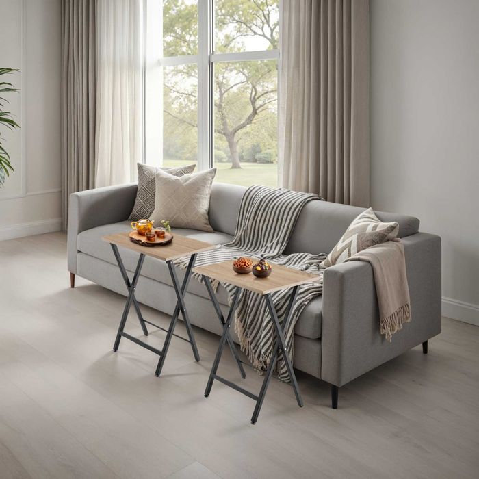 Zestaw 2 stolików Phoenix industrialny jasny OUTLET