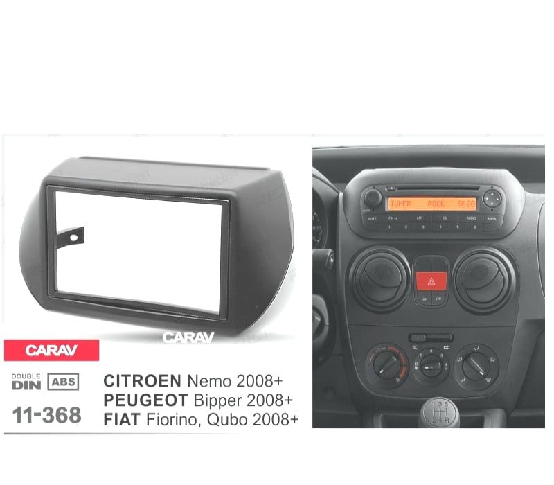 MOLDURA ADAPTADOR PRETO PARA RADIO 2-DIN PARA CITROEN NEMO PEUGEOT BIPPER FIAT FIORINO QUBO