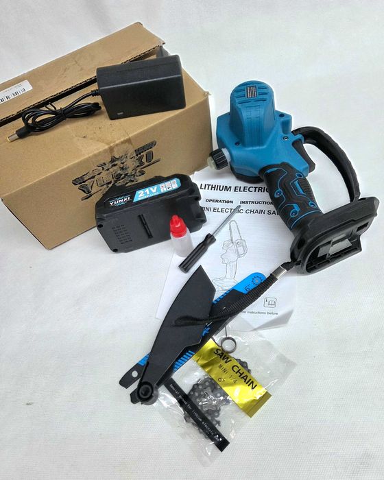 Mini motosserra elétrica YUNXI 21V – 6 polegadas – Bateria de lítio