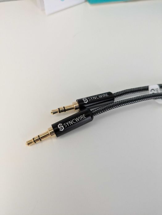 Cabo de áudio Jack de 3.5mm macho, nylon entrançado, 1 metro