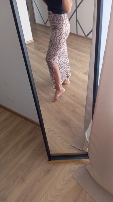 Spódnica maxi panterka siateczkowa z rozcięciem xs s