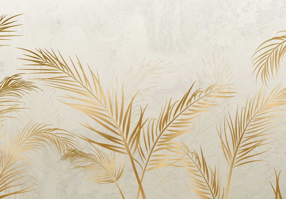 Fototapeta beż Sepia Kwiaty Liście Natura Złoto 3D Twój Rozmiar + KLEJ