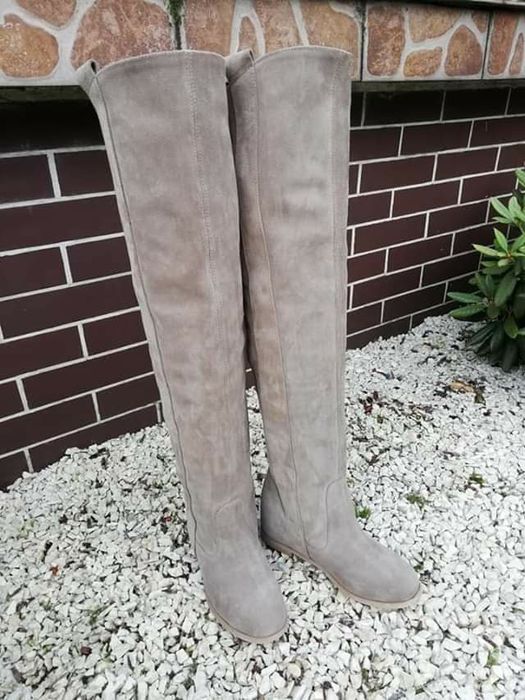 Kozaki muszkieterki wysokie damskie skóra