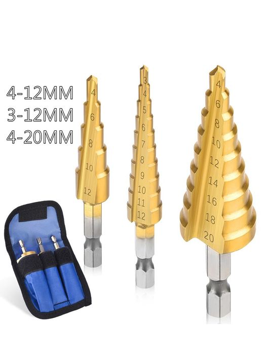 3 шт Ступенчатые сверла конусные свердла конічні сходові МОРКОВКА